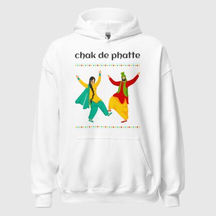 Chak De Phatte White & Black Unisex Hoodie